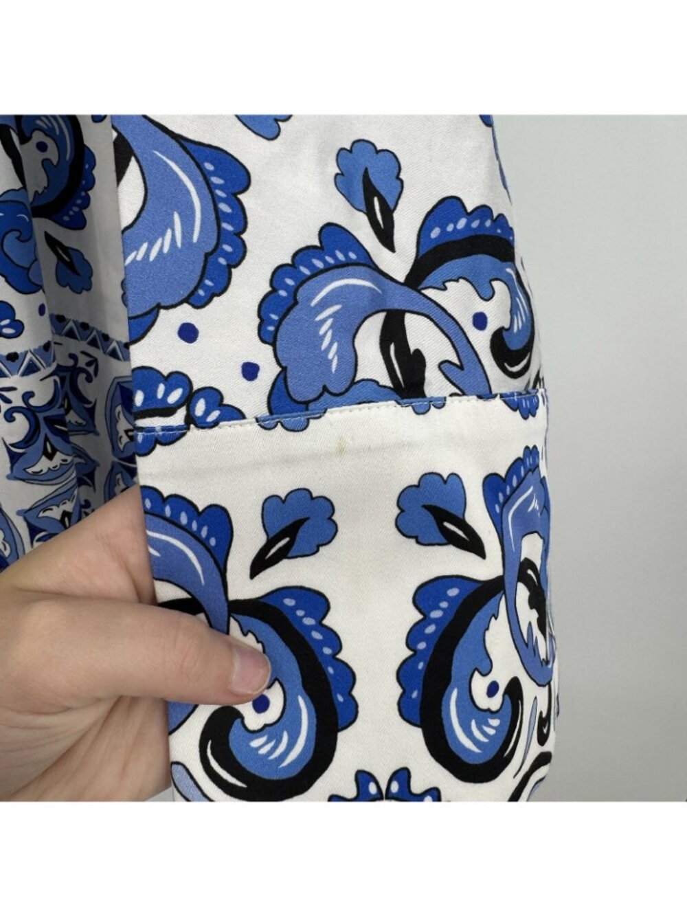 Tuckernuck Blue Majolica Tile Willow Tunic Blouse size XL Oversized Cotton Top * - Picture 6 of 8